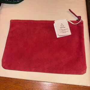 Free People suede polybag NWT RED 12in by 9in